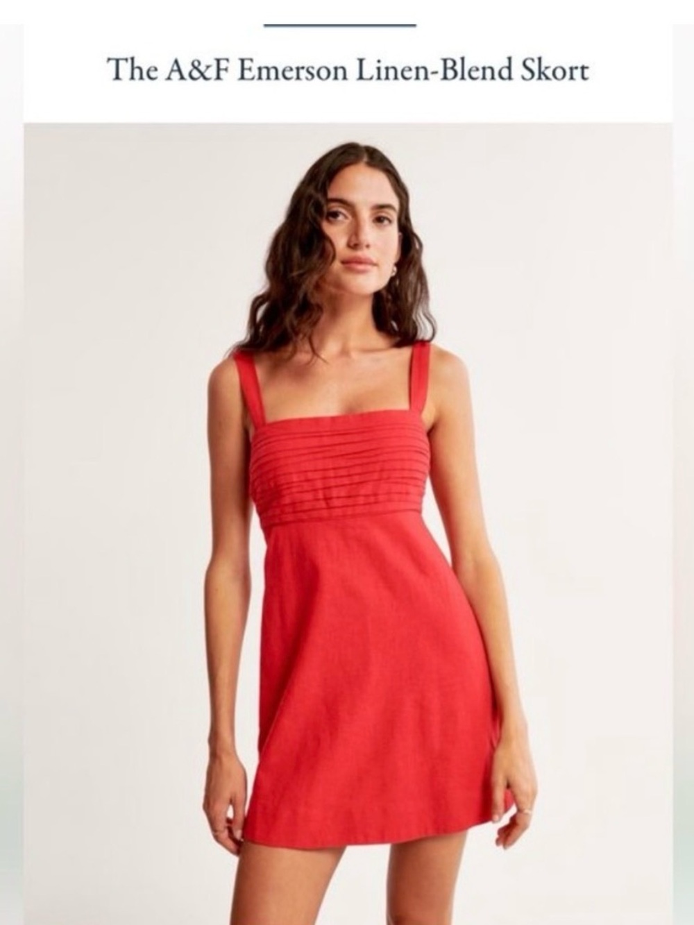 Abercrombie & Fitch Red Sleeveless Linen-Blend Mini Dress